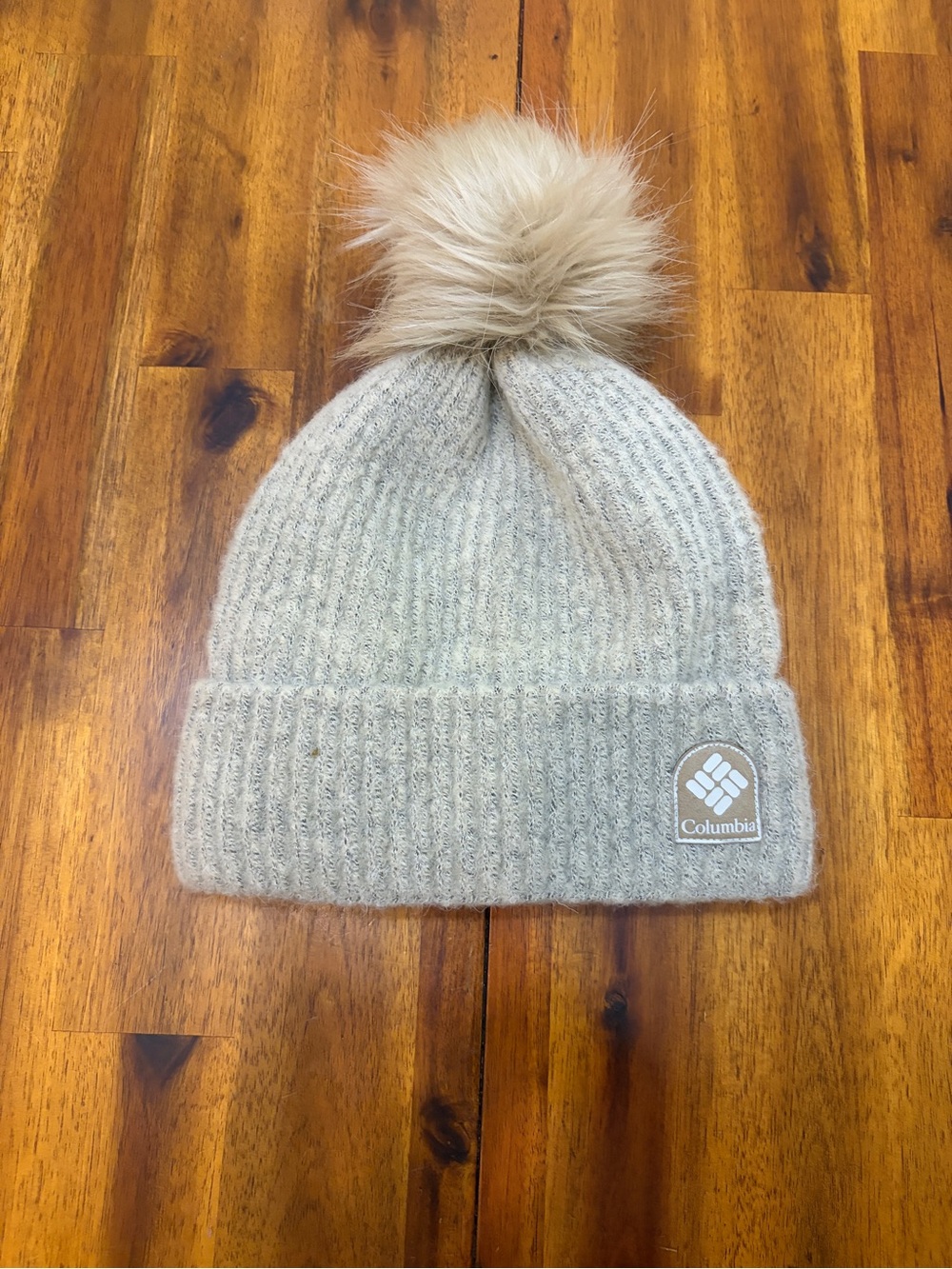 Columbia Kids Beige Faux-Fur Pom Pom Beanie